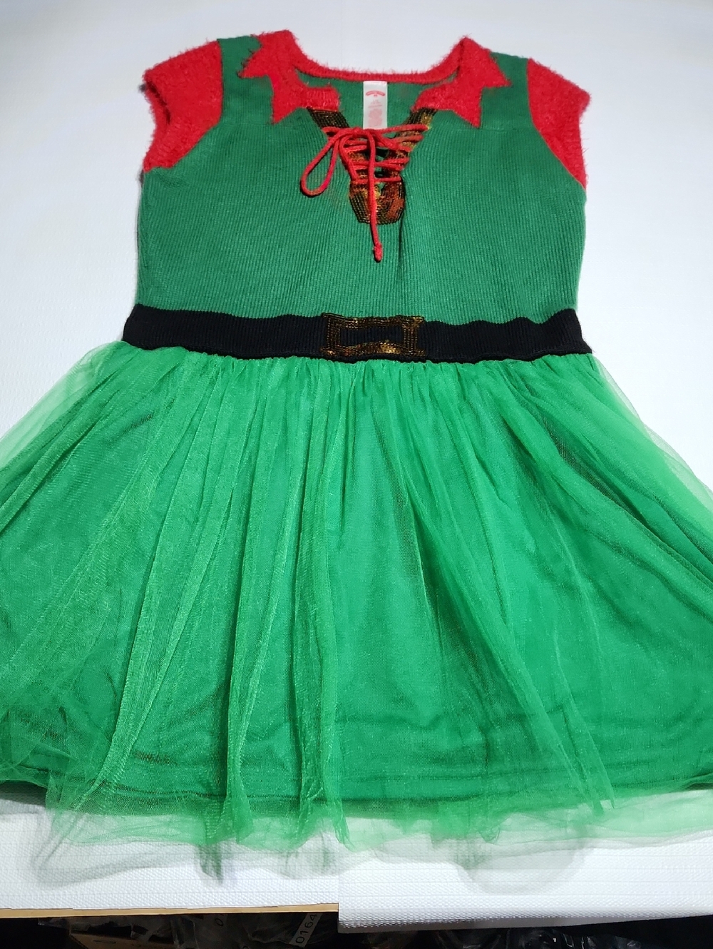 Holiday Time Green and Red Elf-Inspired Holiday Dress